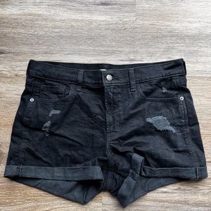 Midrise Boyfriend Ripped Black Jean Shorts old navy